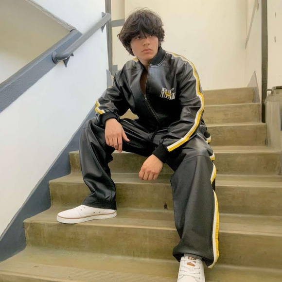 Men's Troop BlackYellowWhite Genuine Leather Tracksuit NWT